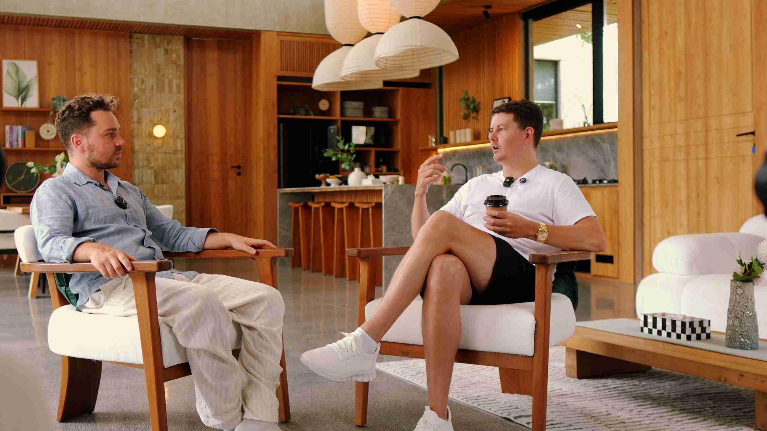 The same client on the podcast set in his home