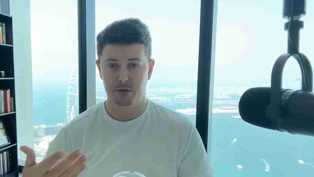 A frame from one of his earlier YouTube videos
